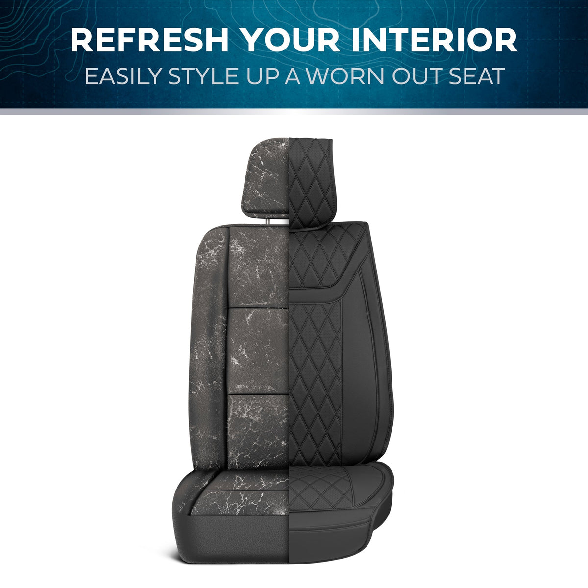 MotorBox 11-Piece Ranch Edition Premium Faux Leather Diamond Stitched Cushion Front Seat Covers and Rear Seat Covers