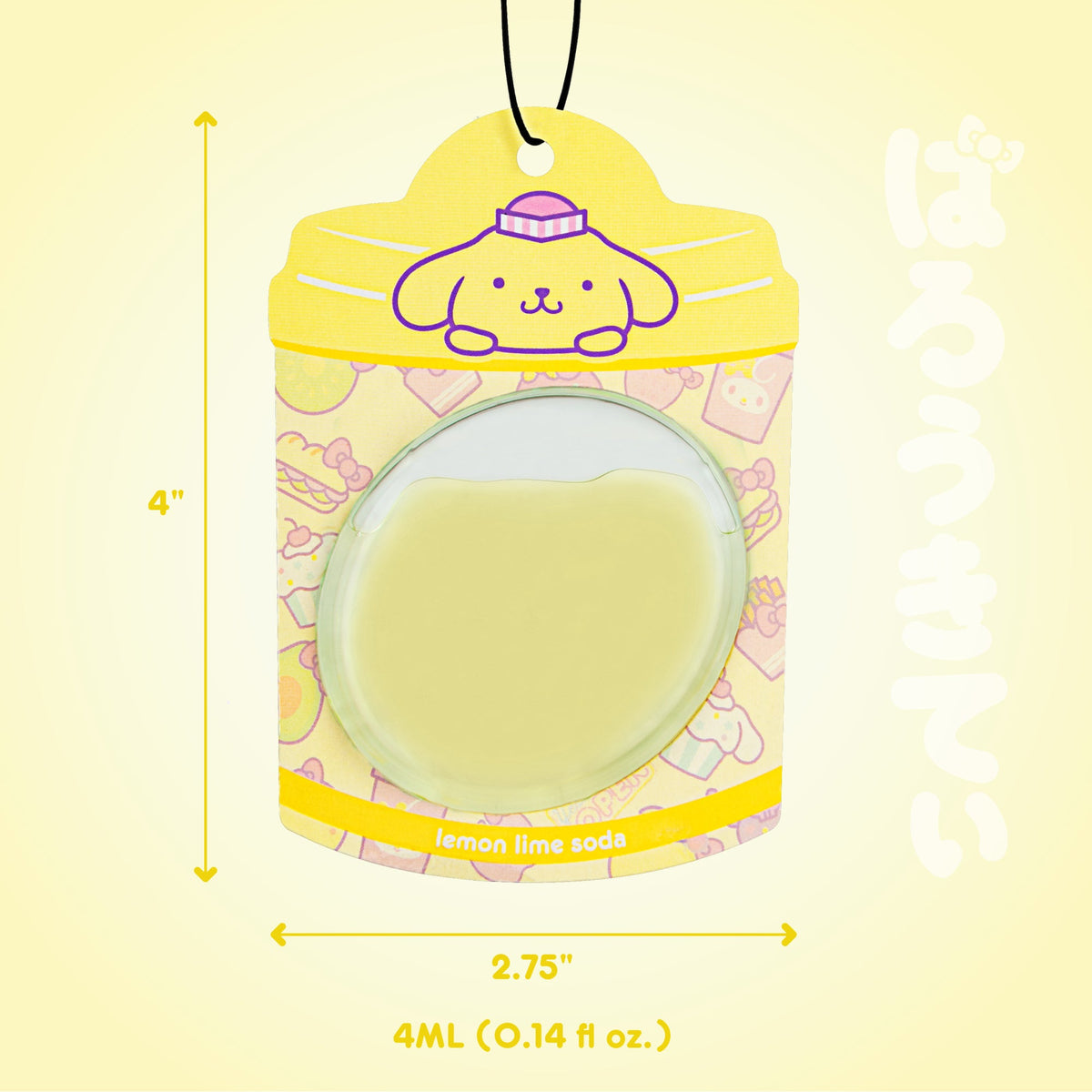 Hello Kitty and Friends Car Air Freshener (Pompompurin - Lemon Lime Soda) Hanging Gel Area Deodorizer, Long-Lasting Car Scents Air Freshener, Cute Automotive Sanrio Accessories Decor, 2-Pack