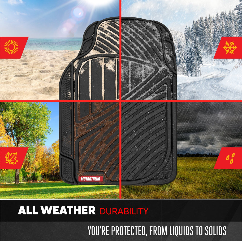 MotorTrend 4-Piece 3-Rows Extra-High Ridgeline Front Floor Mats, Middle Floor Mat, and Rear Floor Mat