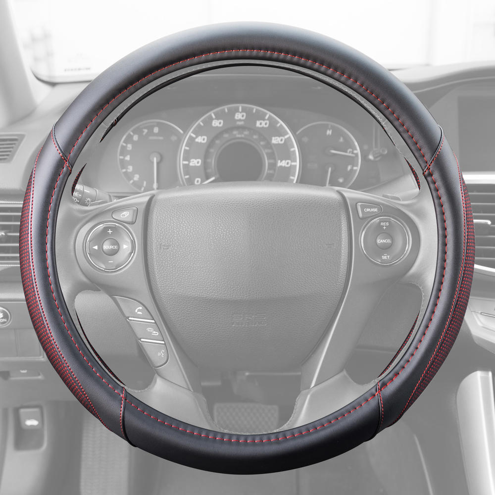 MotorTrend Dotted Polyester Comfort Grip Steering Wheel Cover (Fits 14.5" - 15.5")