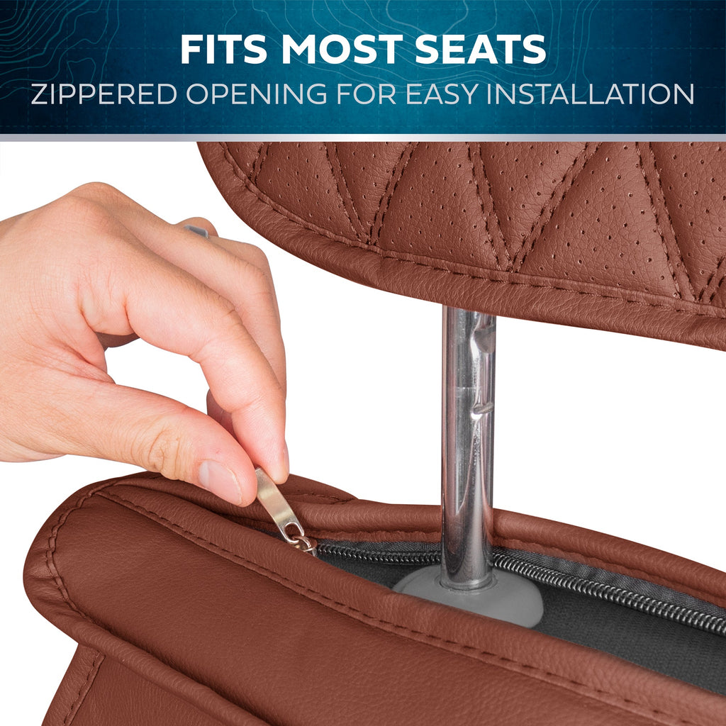 MotorBox 11-Piece Ranch Edition Premium Faux Leather Diamond Stitched Cushion Front Seat Covers and Rear Seat Covers