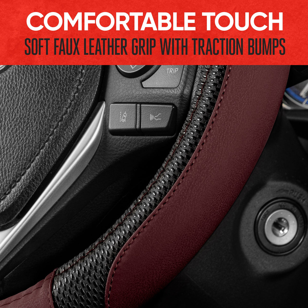 MotorTrend GripTech Enhanced Traction Steering Wheel Cover (Fits 14.5" - 15.5")