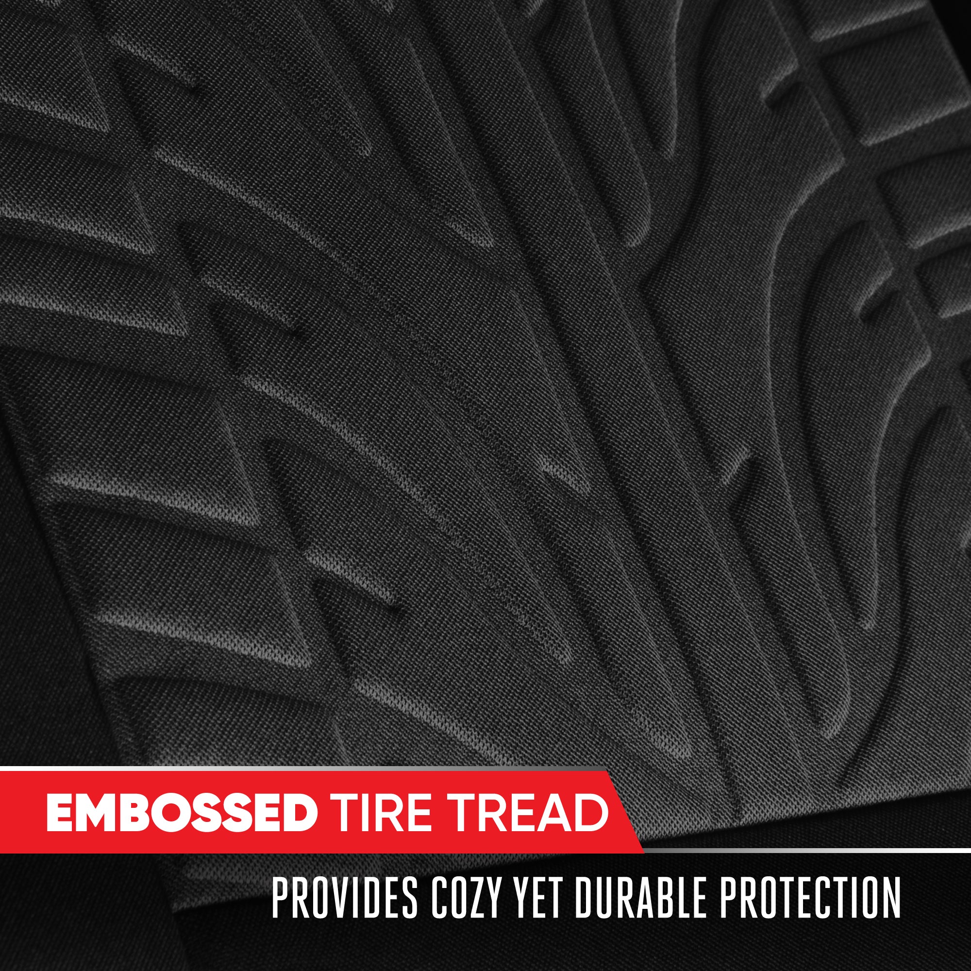 MotorTrend GrandPrix Tire Embossed Front Seat Covers and Rear Seat Covers - Black
