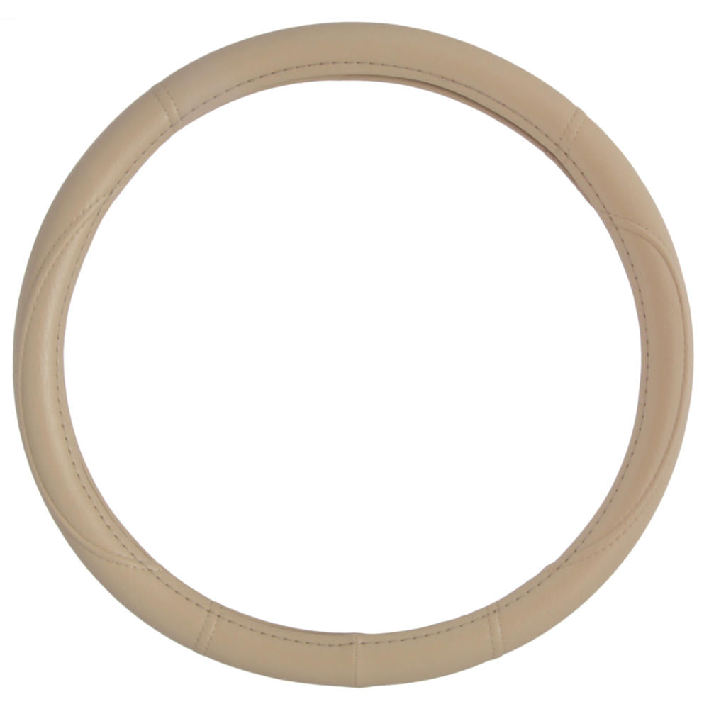 BDK Faux Leather Ergonomic Grip Steering Wheel Cover (Fits 14.5" - 15.5")