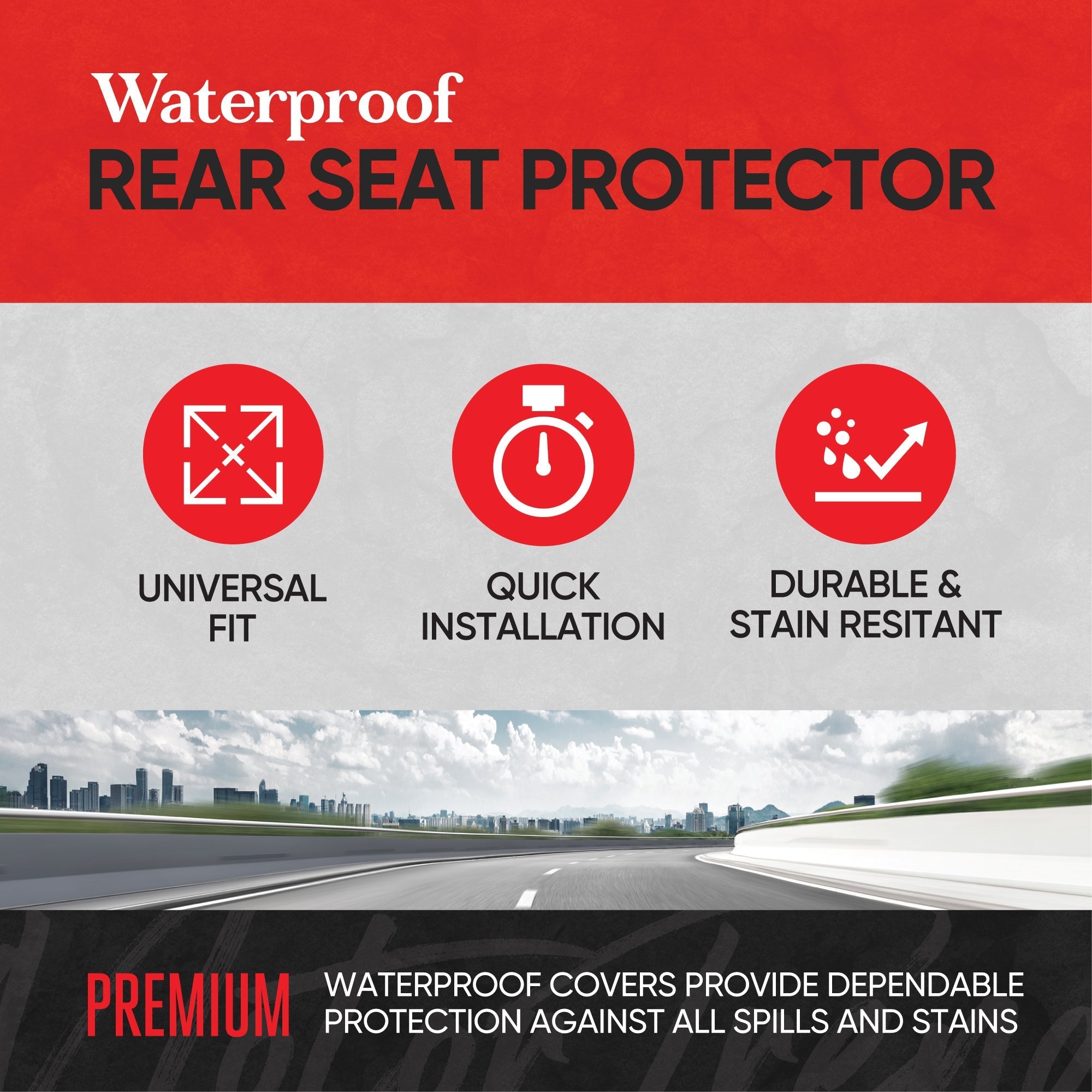 MotorTrend SpillGuard Water-Proof Neoprene Rear Seat Cover