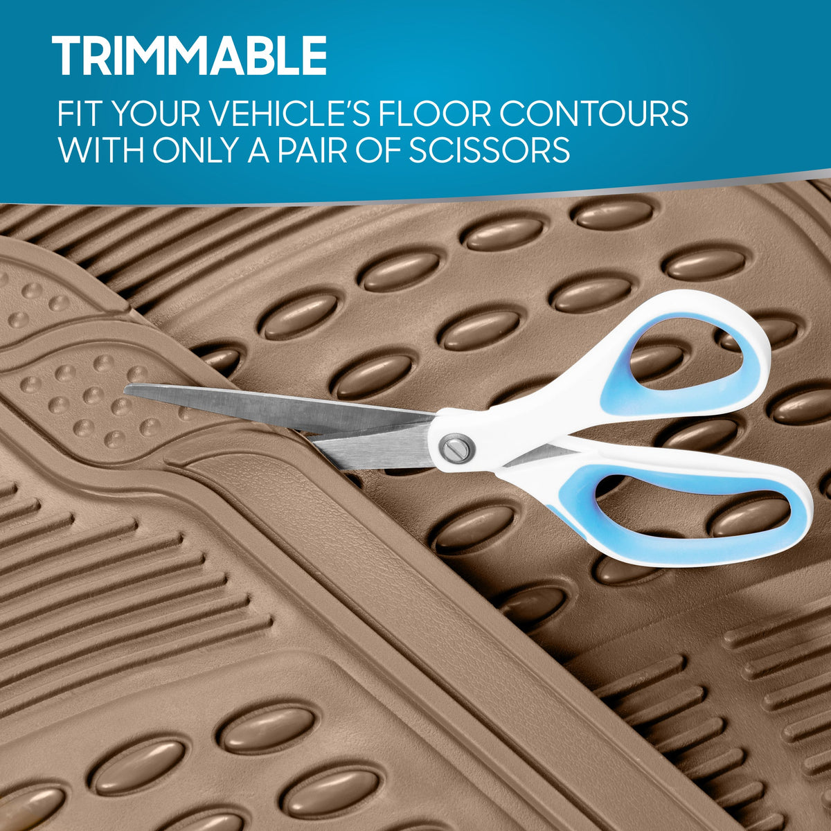 BDK 4-Piece Cushioned Grip Pad Front Floor Mats and Rear Floor Mats - Heavy Duty, All Weather, Trim to Fit