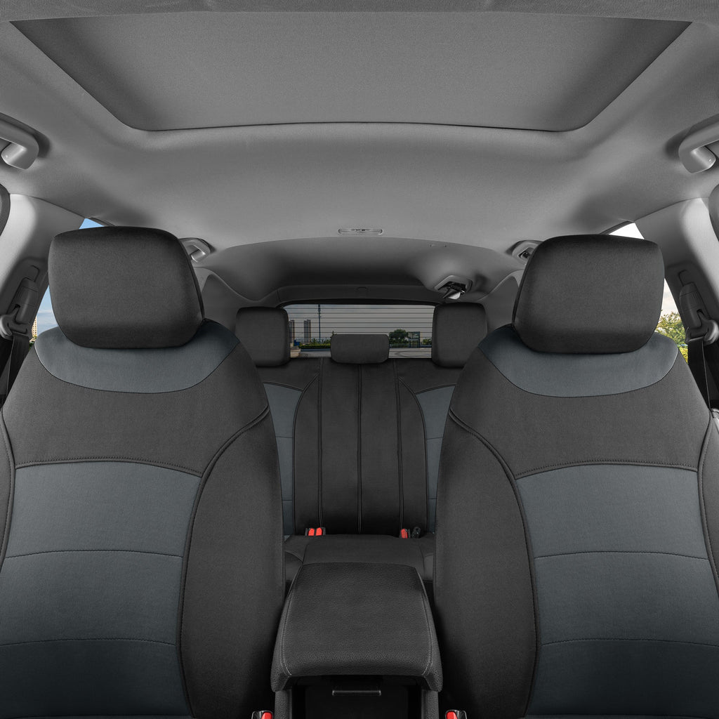 BDK carXS Turismo Car Seat Covers Full Set, Beige Two-Tone Front Seat Covers with Split Rear Bench Back Seat Cover, Automotive Seat Covers for Trucks SUV Van Auto (Multiple Colors)