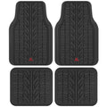 MotorTrend 4-Piece Grand Prix Tire Tread Front Floor Mats anmd Rear Floor Mats - Heavy Duty, All Weather, Trim to Fit - Black