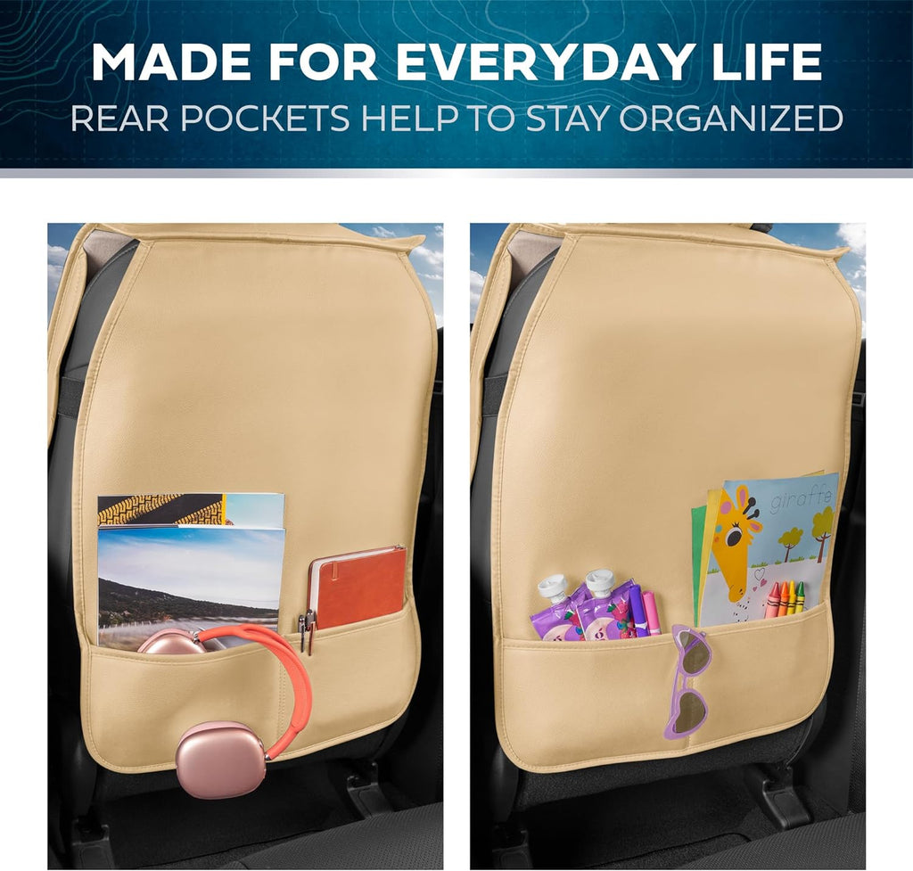 Car Seat Covers - DiamondLux Edition Premium Faux Leather Seat Protectors - Double Cross Stitched Cushioned Automotive Accessories for Trucks, SUVs, Cars - Front Seat Set