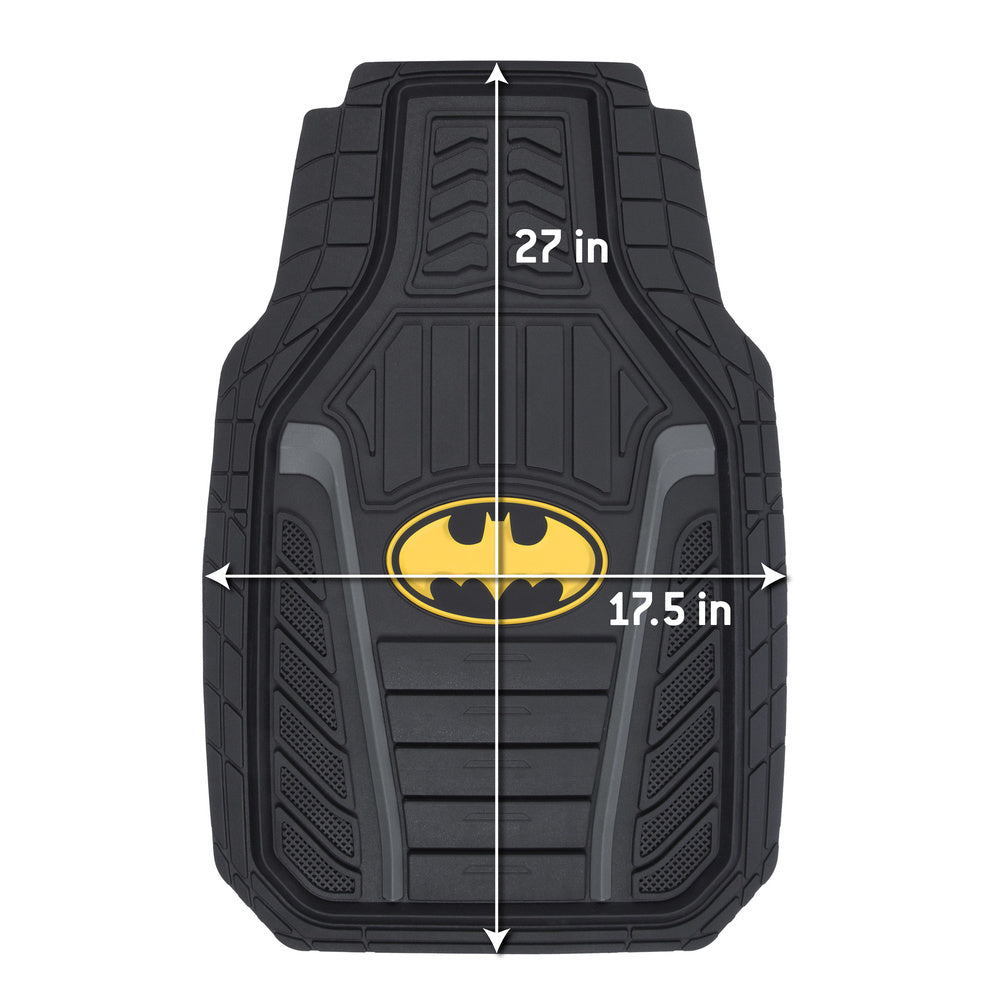 Warner Bros DC Comics 2-Piece Armored Batman Logo Front Floor Mats - Heavy Duty, All Weather, Trim to Fit