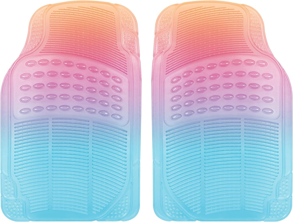 Carbella 2-Piece Cushioned Grip Pad Front Floor Mats - Heavy Duty, All Weather, Trim to Fit