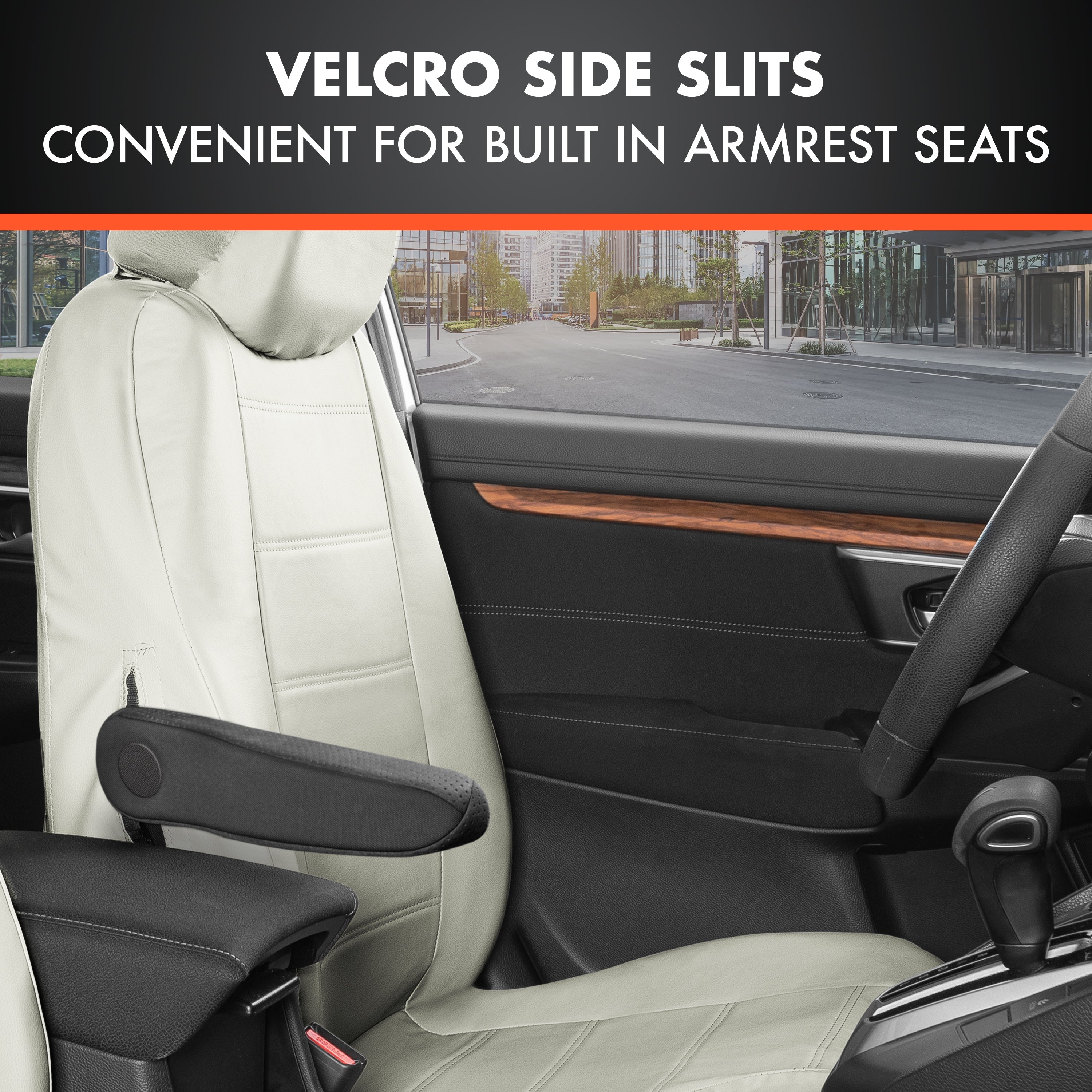 BDK 9-Piece White Leather Car Seat Cover Full Set, Front Seat Cover and Rear Bench Seat Cover, Universal Fit Car Seat Covers for Cars Trucks SUVs Vans, Complete Full Coverage Protection For Vehicles