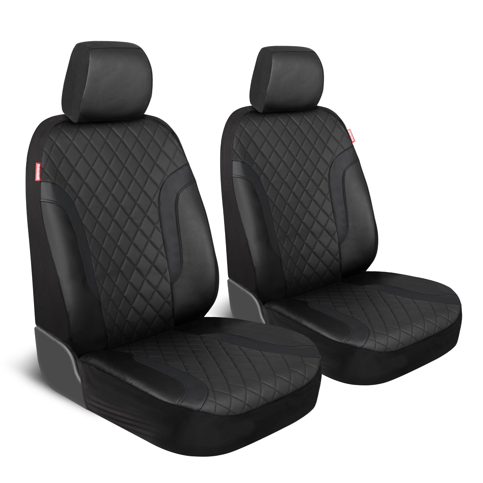 Motor Trend Faux Leather Seat Covers For Trucks, Cars, & SUV - Front Black Car Seat Cover Set - Universal Fit For Most Automotives - Forros Para Asientos De Carro - CarSeat Covers Accessories