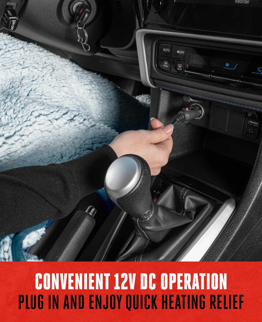 MotorTrend 12v Heated Plush Fleece Blanket for Cars, SUVs, Trucks, Vans, with 9v plug (58" x 42")