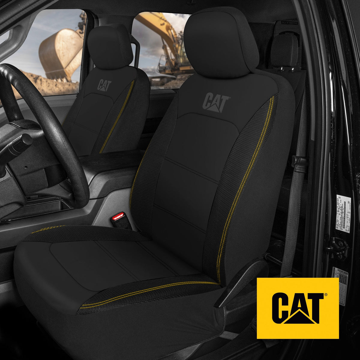 CAT 2-Pack FlexHybrid PU Leather Mesh Breathable Front Seat Covers