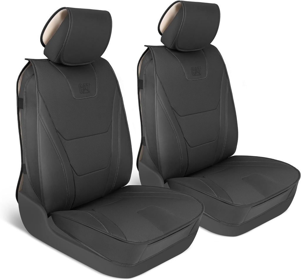 CAT® Edge Deluxe Car Seat Covers for Front Seats - Premium Two-Tone Faux Leather Seat Covers for Cars with Universal Fit, Rugged Automotive Seat Covers for Trucks, Interior Seat Covers for SUV