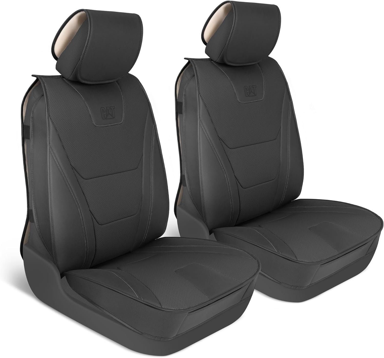 CAT® Edge Deluxe Car Seat Covers for Front Seats - Premium Two-Tone Faux Leather Seat Covers for Cars with Universal Fit, Rugged Automotive Seat Covers for Trucks, Interior Seat Covers for SUV