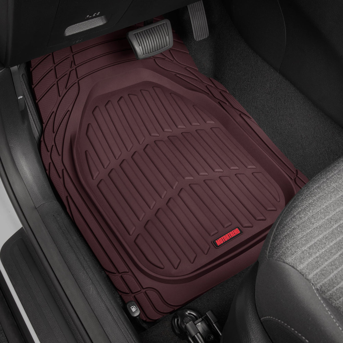 MotorTrend 3-Piece FlexTough Deep Dish Front Floor Mats and Rear Floor Mat - Heavy Duty, All Weather, Trim to Fit