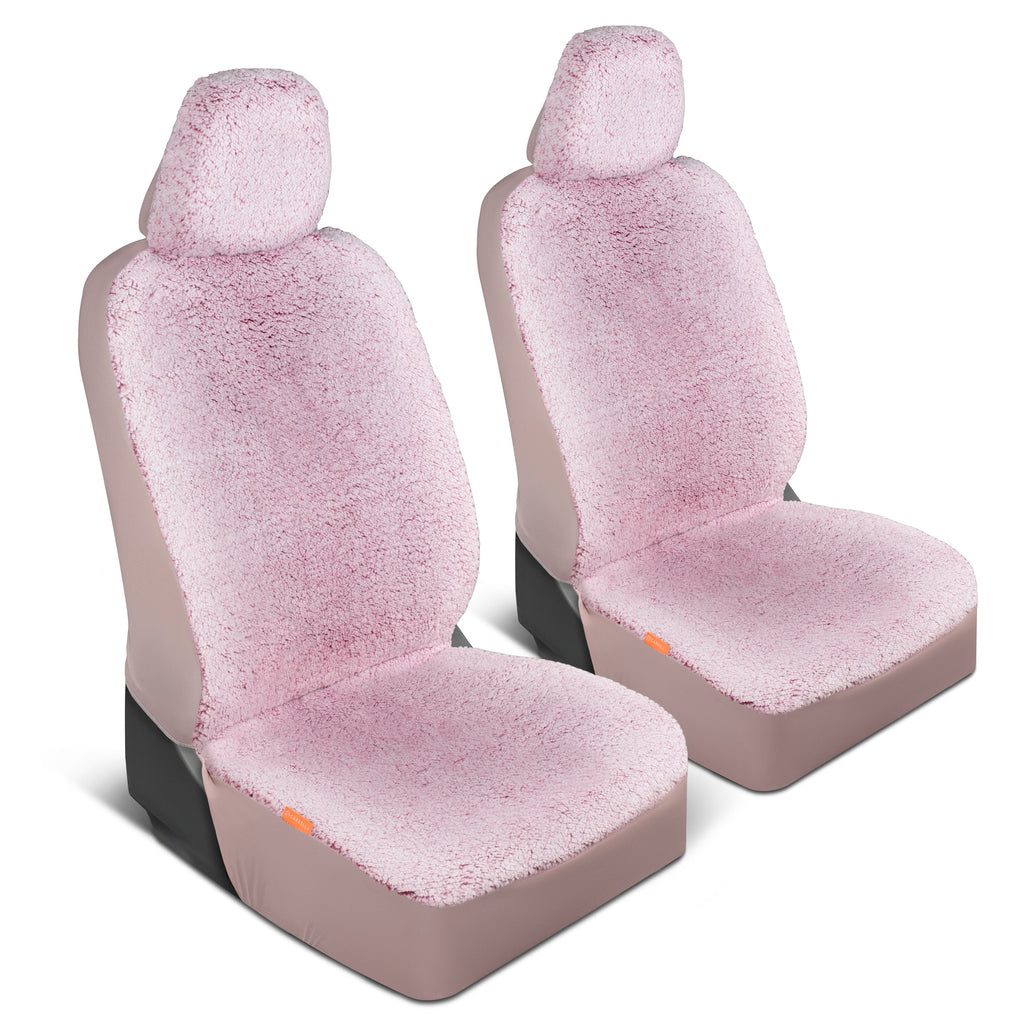 Carbella 2-Pack Plush Sherpa Fleece Front Car Seat Covers - Pink