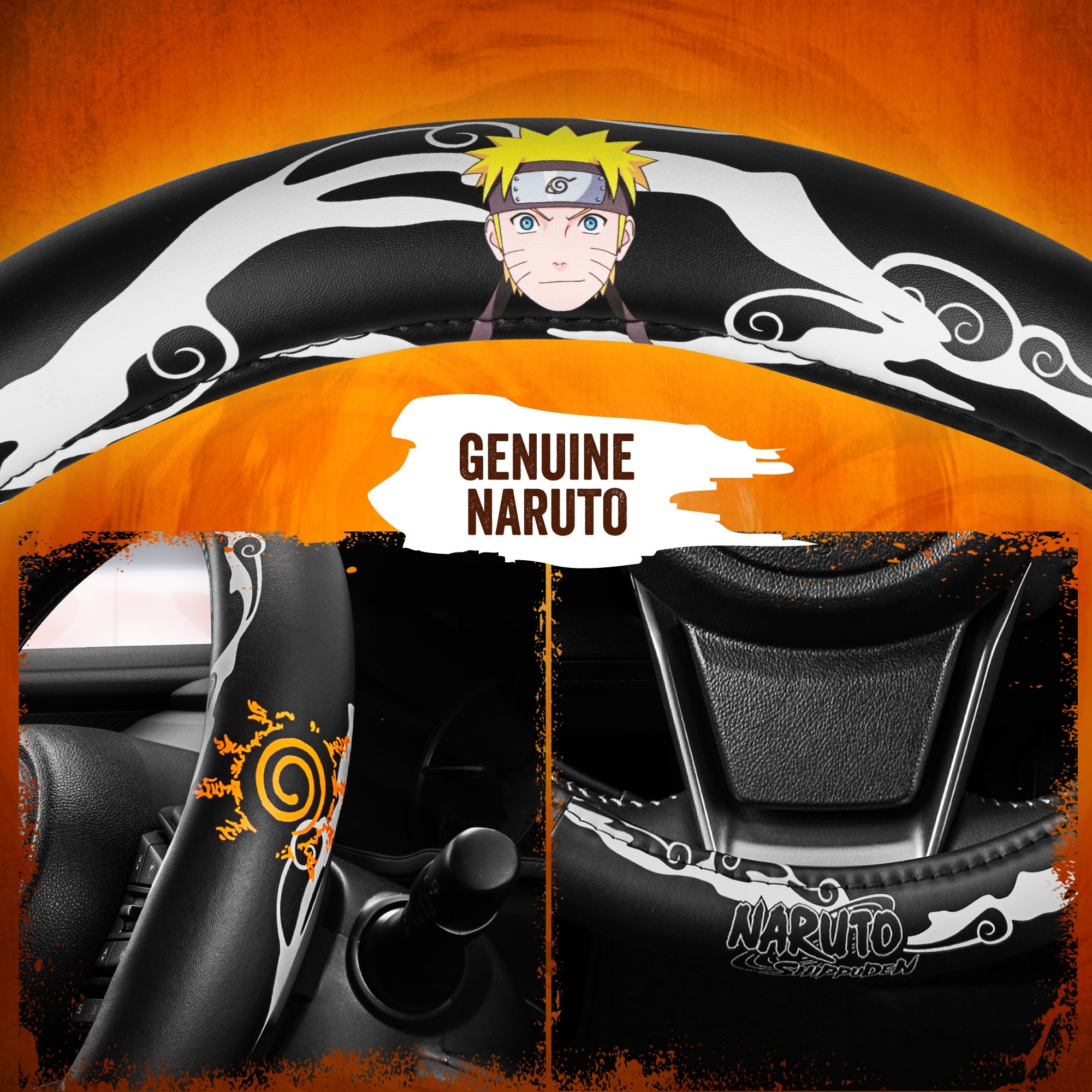 Naruto Shippuden Car Steering Wheel Cover, 15 Inch Anime Steering Wheel Cover, Cushioned Soft Comfortable Cover Anime Car Accessories for Men Women, Kirigakure