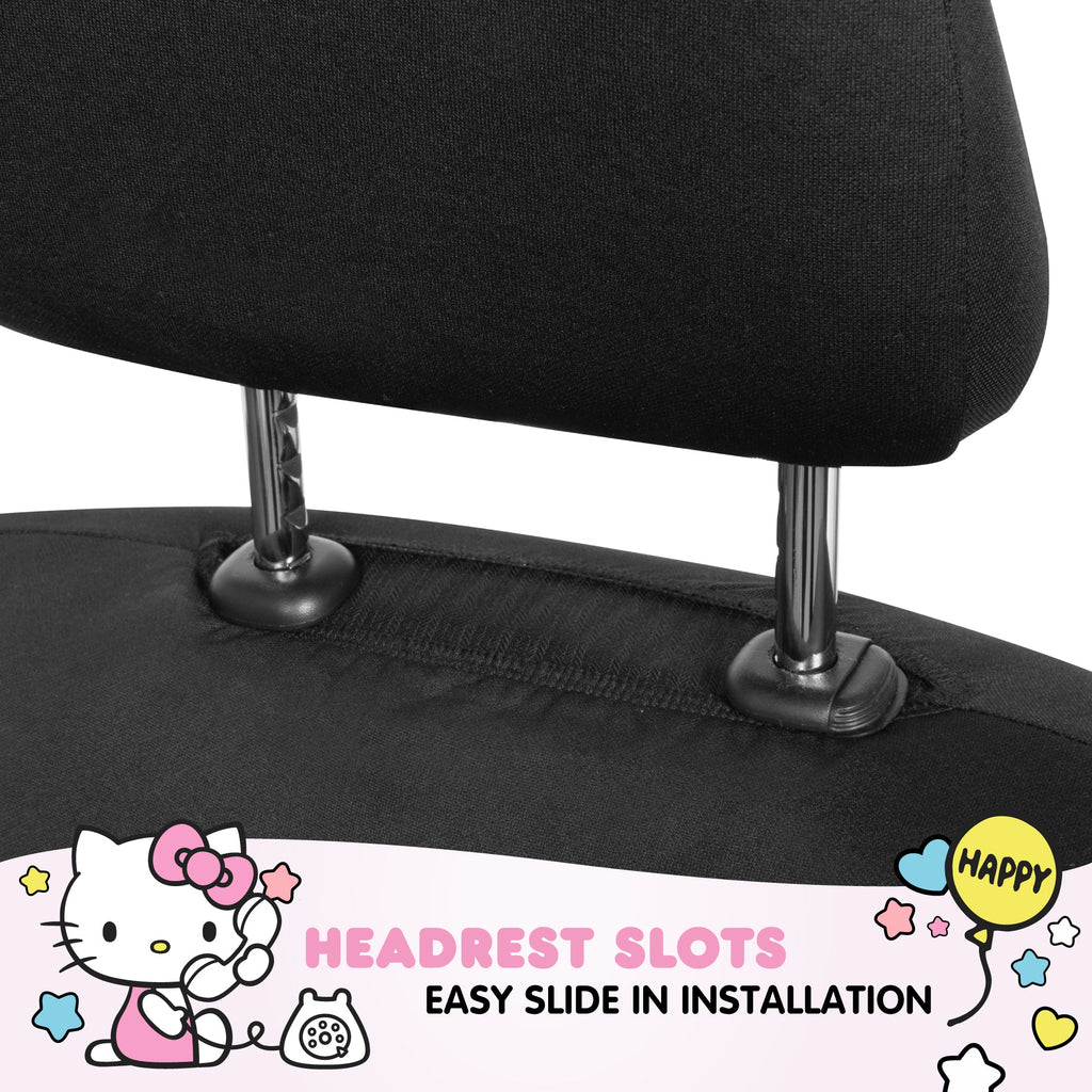 Hello Kitty Car Seat Cover - Cute and Durable Pink Front Seat Cover, Adorable Hello Kitty Design, Comfortable and Long-Lasting Polyester, Car Accessories Gift Hello Kitty Accessories 1pc Black/Pink