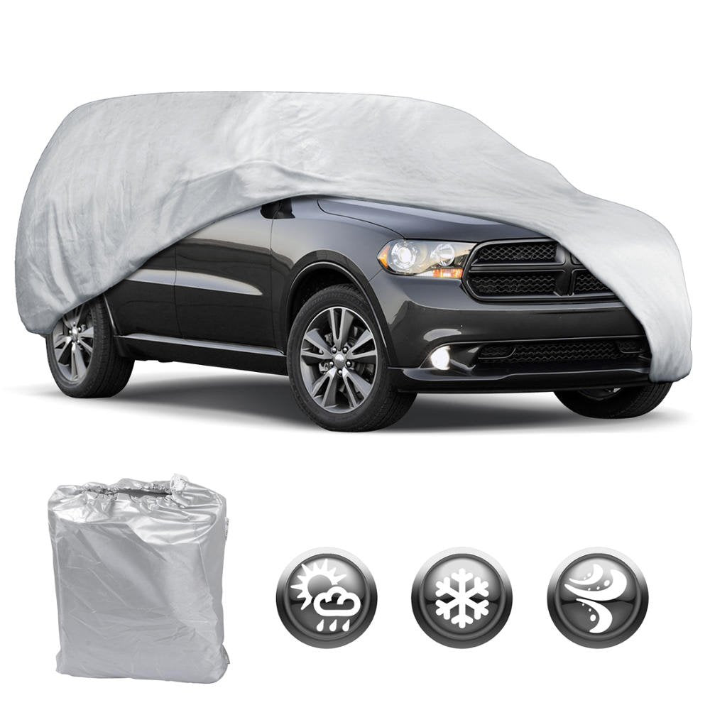 MotorTrend Single Layer Poly Vehicle Cover with Storage Bag and Cable Lock for Cars, SUVs, Trucks, Vans - Universal Fit, All Weather