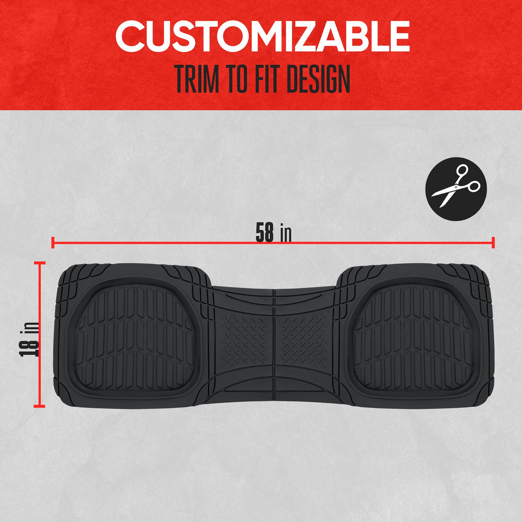 MotorTrend PRO920 Deep Dish Rear Floor Mats - Heavy Duty, All Weather, Trim to Fit