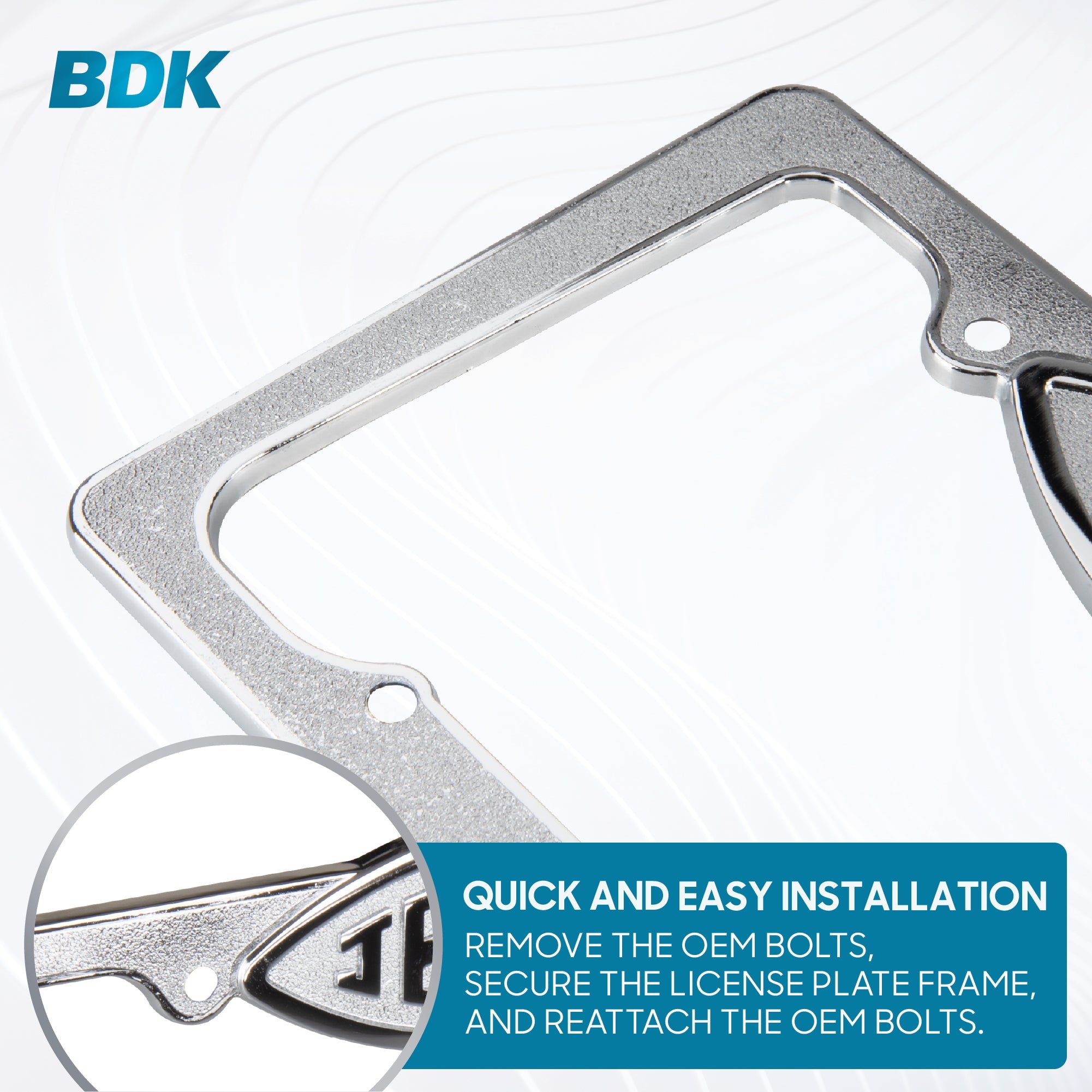 Chrome Plated Rust-Proof Die-Cast Stainless Metal License Plate Frame/Holder Universal Size - Blank Metal Design (Pack of 2)
