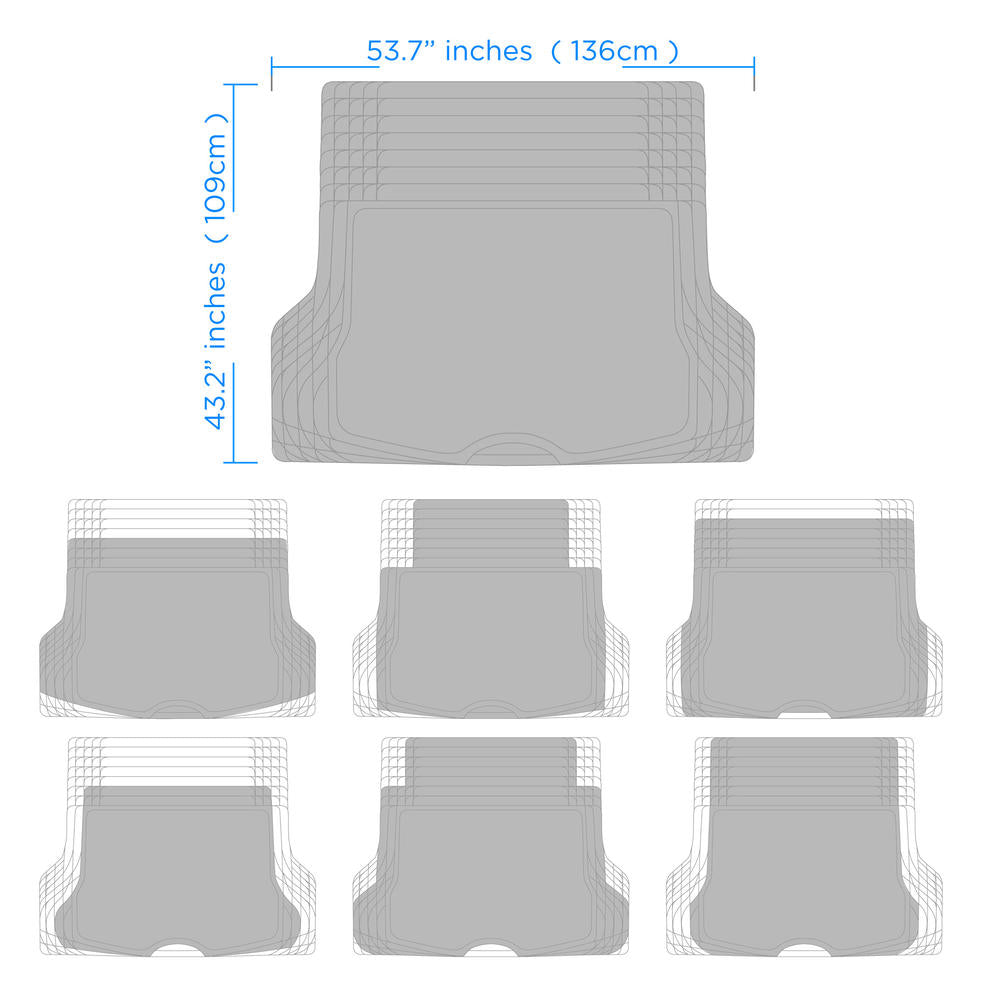 BDK Trunk/Cargo Rubber Liner - Heavy Duty, All Weather, Trim to Fit (53.8" x 43.2")