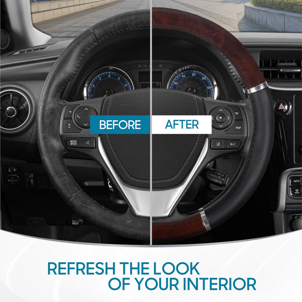 BDK Two-Tone Woodgrain Pattern Steering Wheel Cover (Fits 14.5" - 15.5")