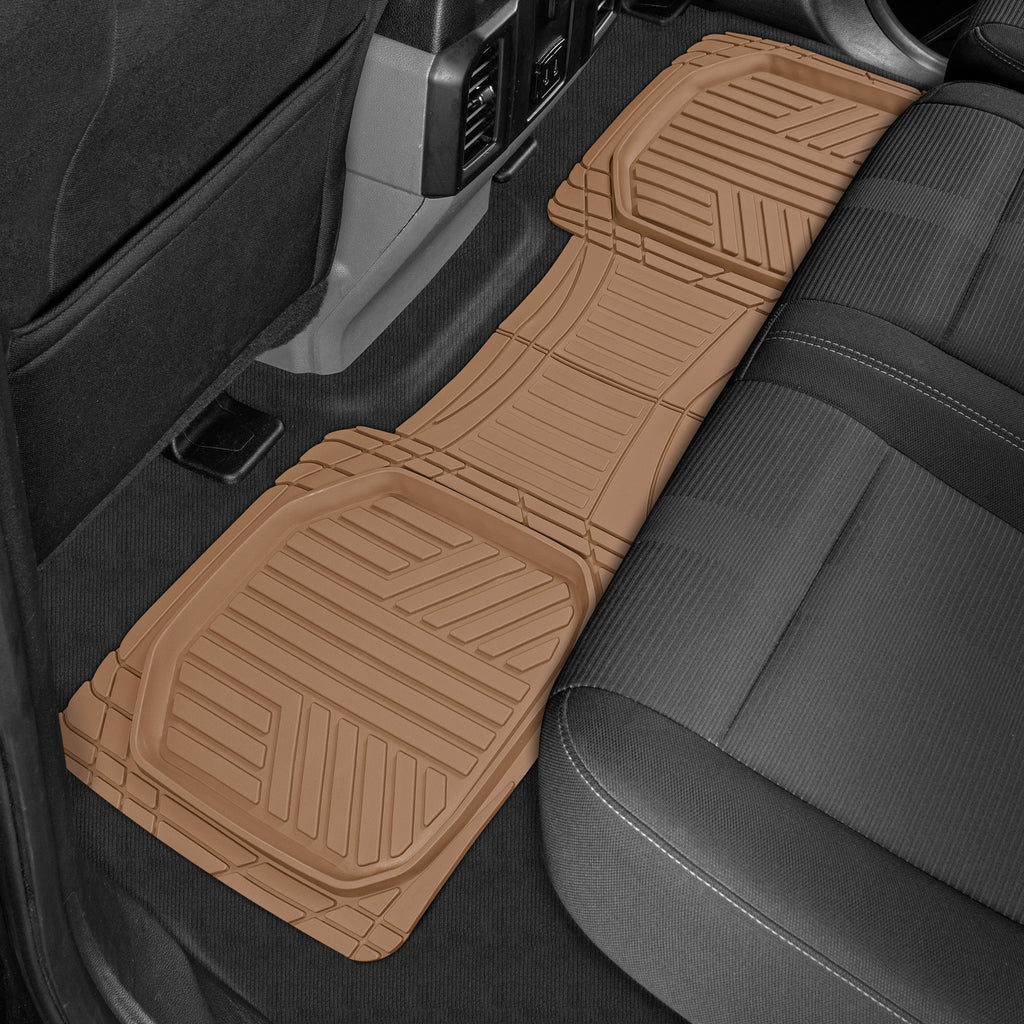 MotorTrend 3-Piece FlexTough Plus Deep Dish Line Grooves Front Floor Mats and Rear Floor Mat - Heavy Duty, All Weather, Trim to Fit