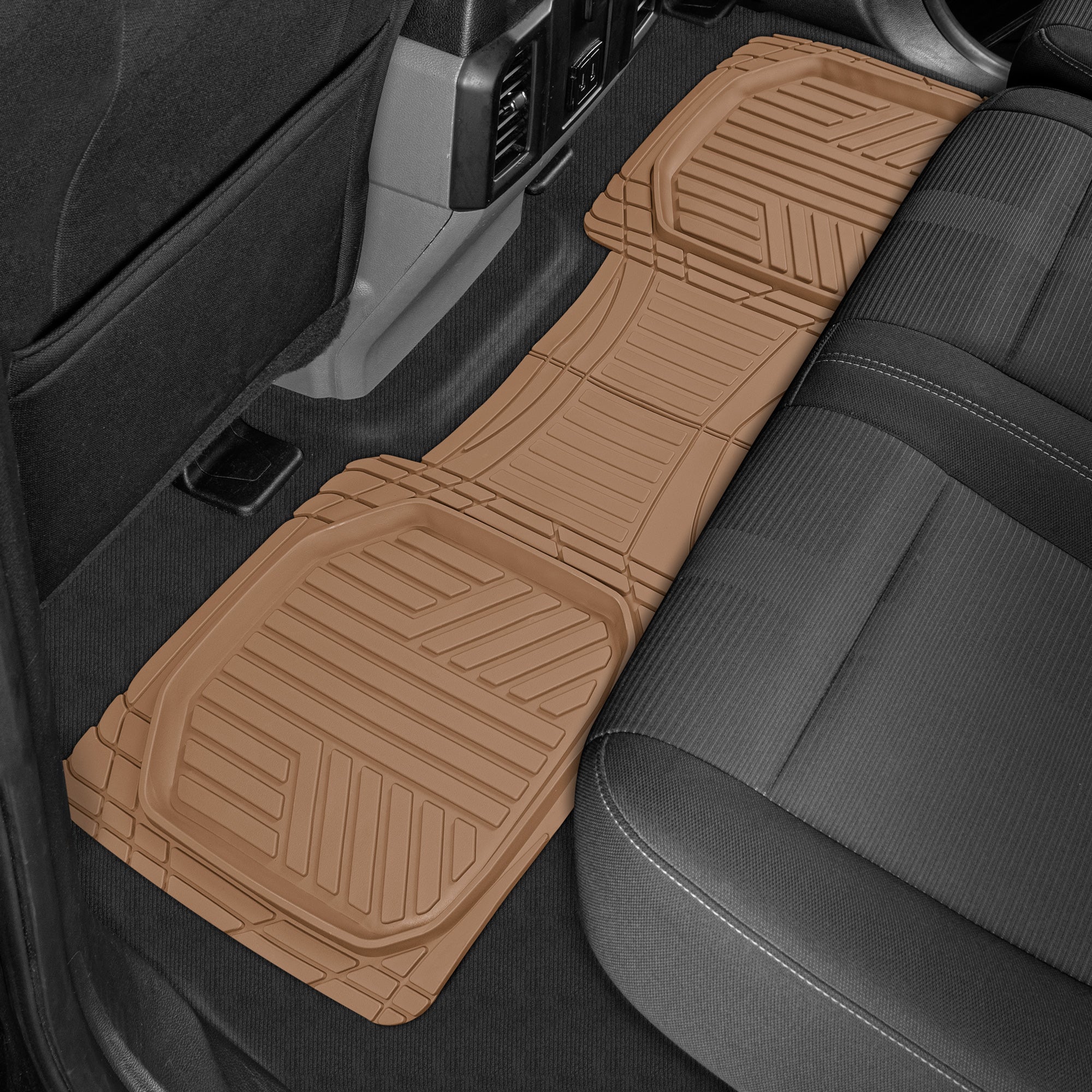 MotorTrend 3-Piece FlexTough Plus Deep Dish Line Grooves Front Floor Mats and Rear Floor Mat - Heavy Duty, All Weather, Trim to Fit