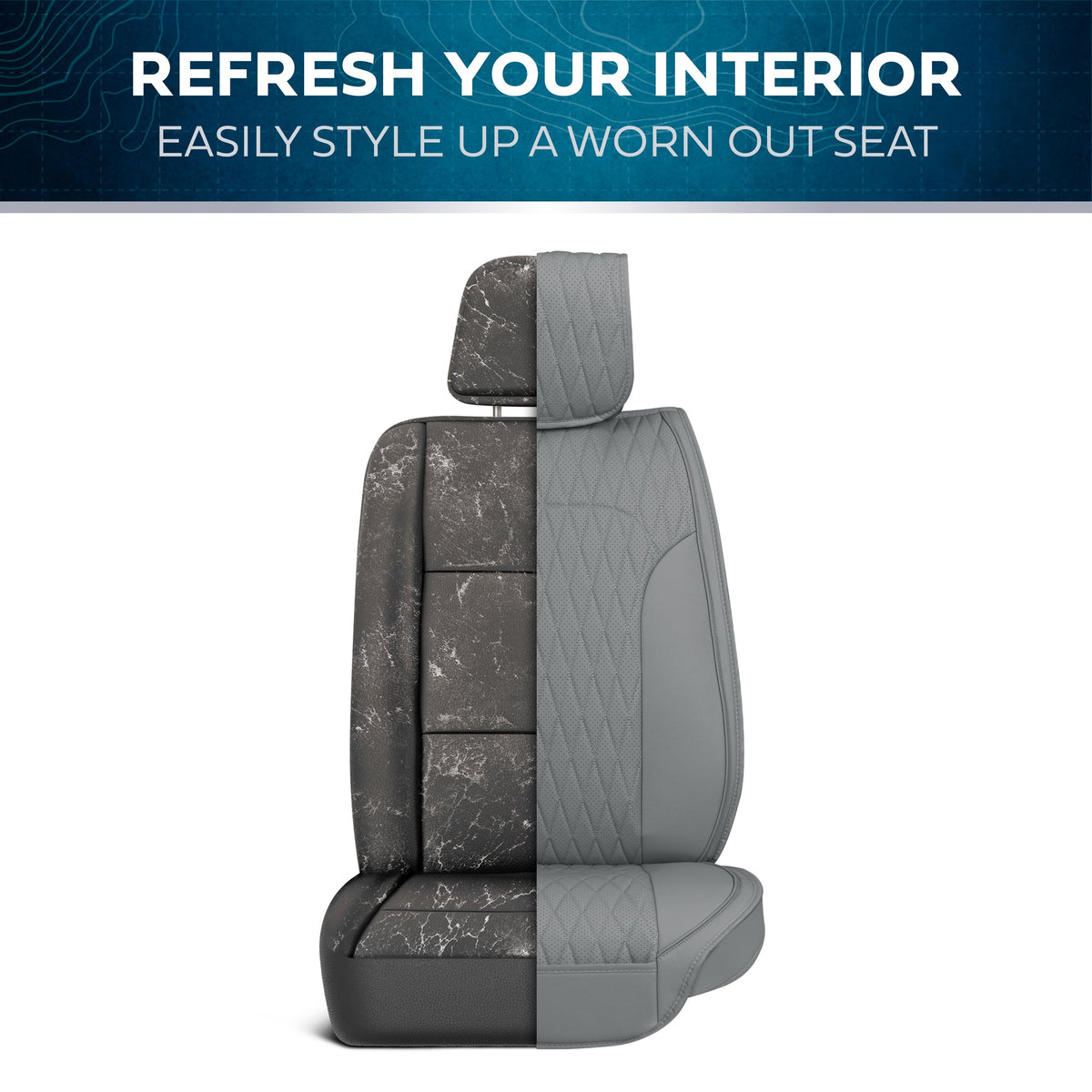 Car Seat Covers - DiamondLux Edition Premium Faux Leather Seat Protectors - Double Cross Stitched Cushioned Automotive Accessories for Trucks, SUVs, Cars - Front Seat Set