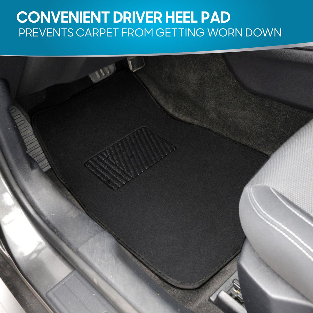 BDK 4-Piece Premium Carpet Non-Slip Heel Pad Front Floor Mats and Rear Floor Mats