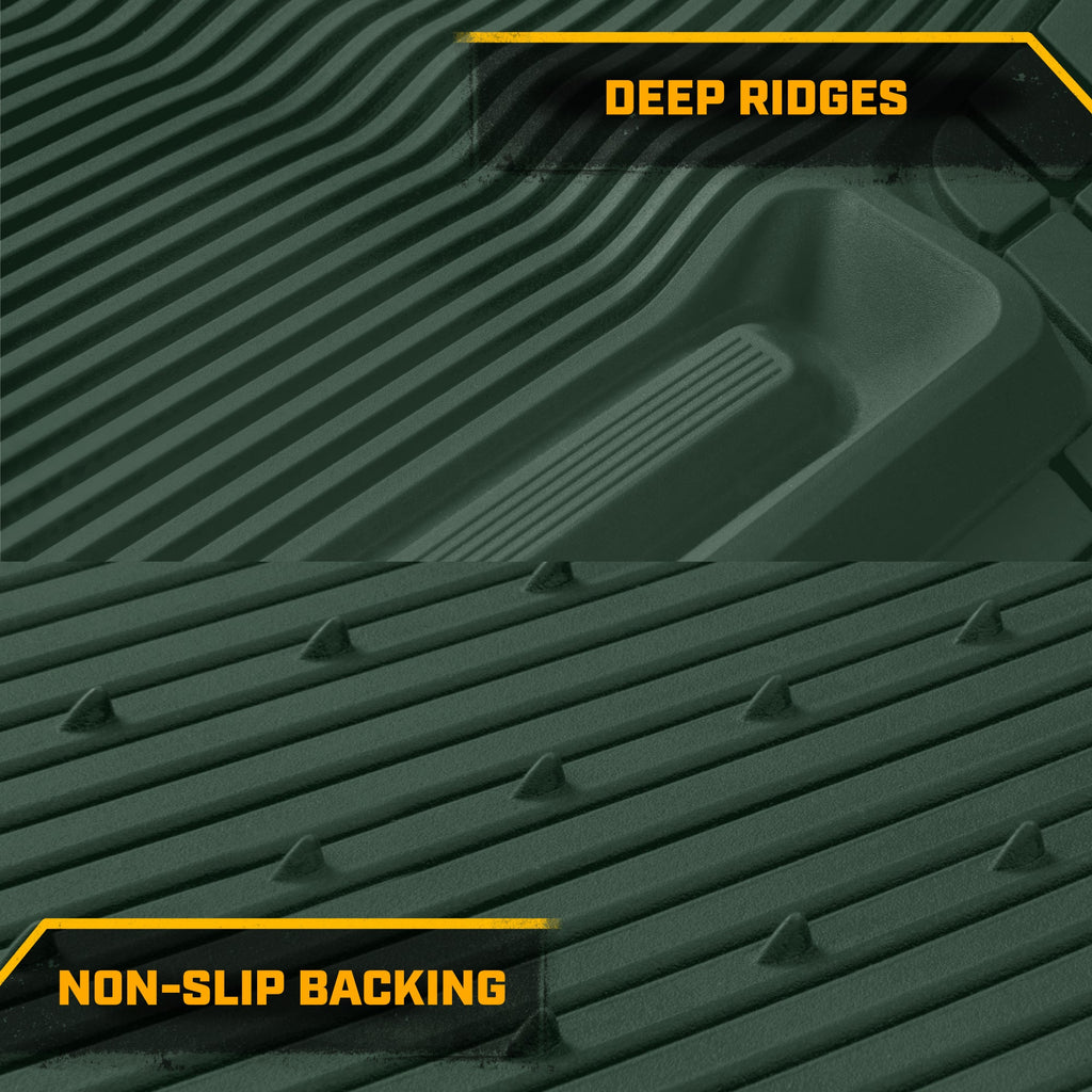 Cat® ToughLiner™ Car Floor Mats - Heavy Duty Trim To Fit Mat For Trucks - Car Mats & SUV Floor Liners for Car - All-Weather Truck Accessories & Odorless Rubber Automotive Mats - Green