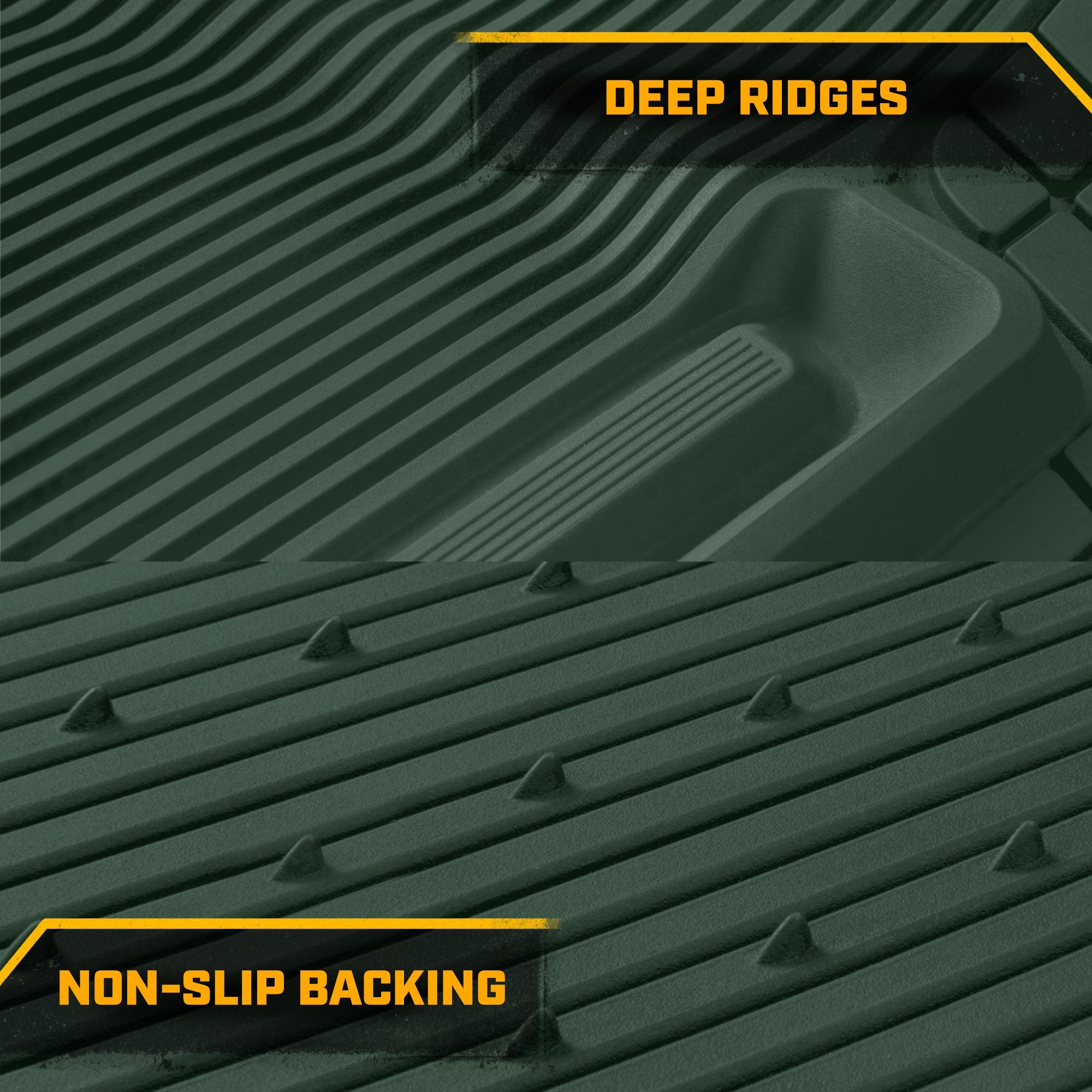 Cat® ToughLiner™ Car Floor Mats - Heavy Duty Trim To Fit Mat For Trucks - Car Mats & SUV Floor Liners for Car - All-Weather Truck Accessories & Odorless Rubber Automotive Mats - Green