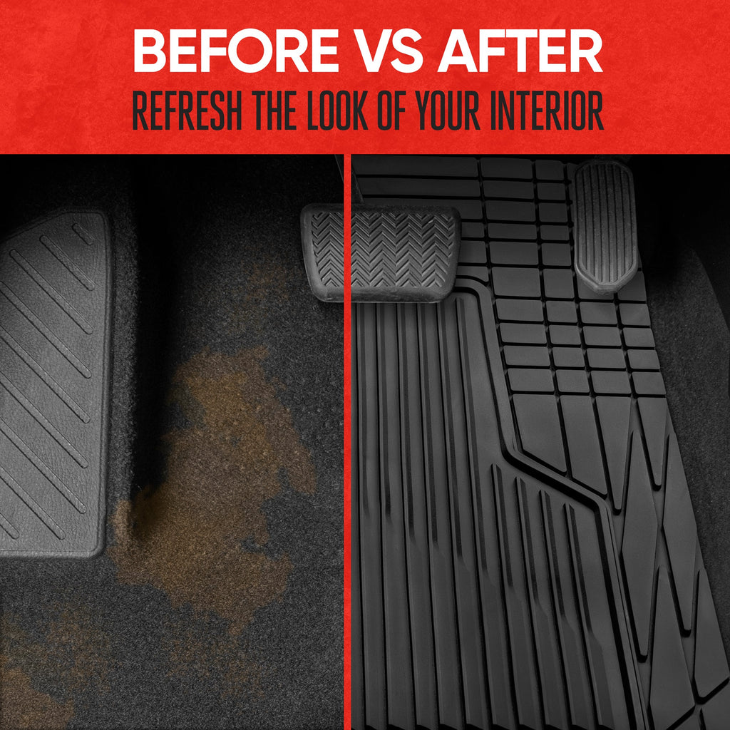 MotorTrend 3-Piece Raised Ridge Multi-Channel Front Floor Mats and Rear Floor Mat - Heavy Duty, All Weather, Trim to Fit