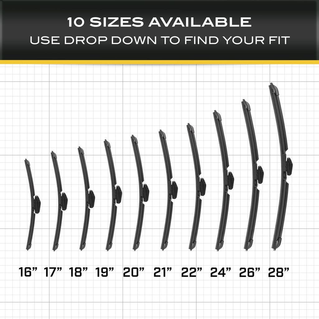 CAT C2.0 Heavy Duty Beam Windshield Wiper Blades for Cars, Trucks, SUVs, and Vans - All Seasons, Streak-Free, Silent