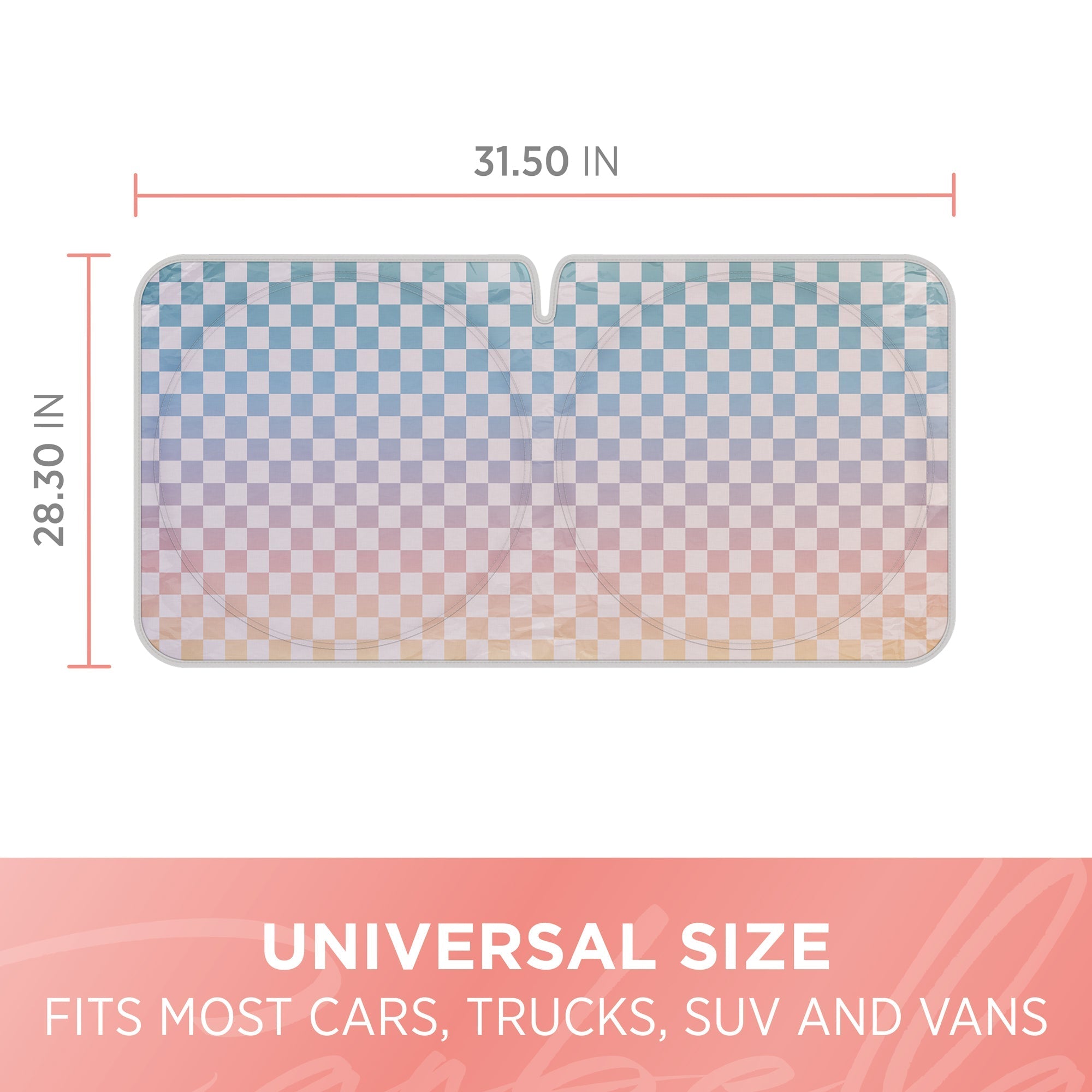 Carbella Checker Rainbow Gradient Sunshade (64" x 32")