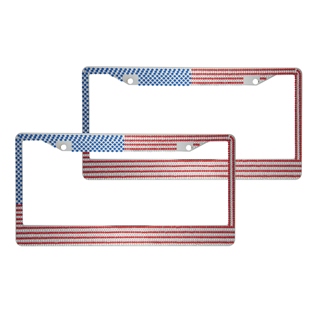 Chrome Plated Rust-Proof Die-Cast Stainless Metal License Plate Frame/Holder Universal Size - Blank Metal Design (Pack of 2)