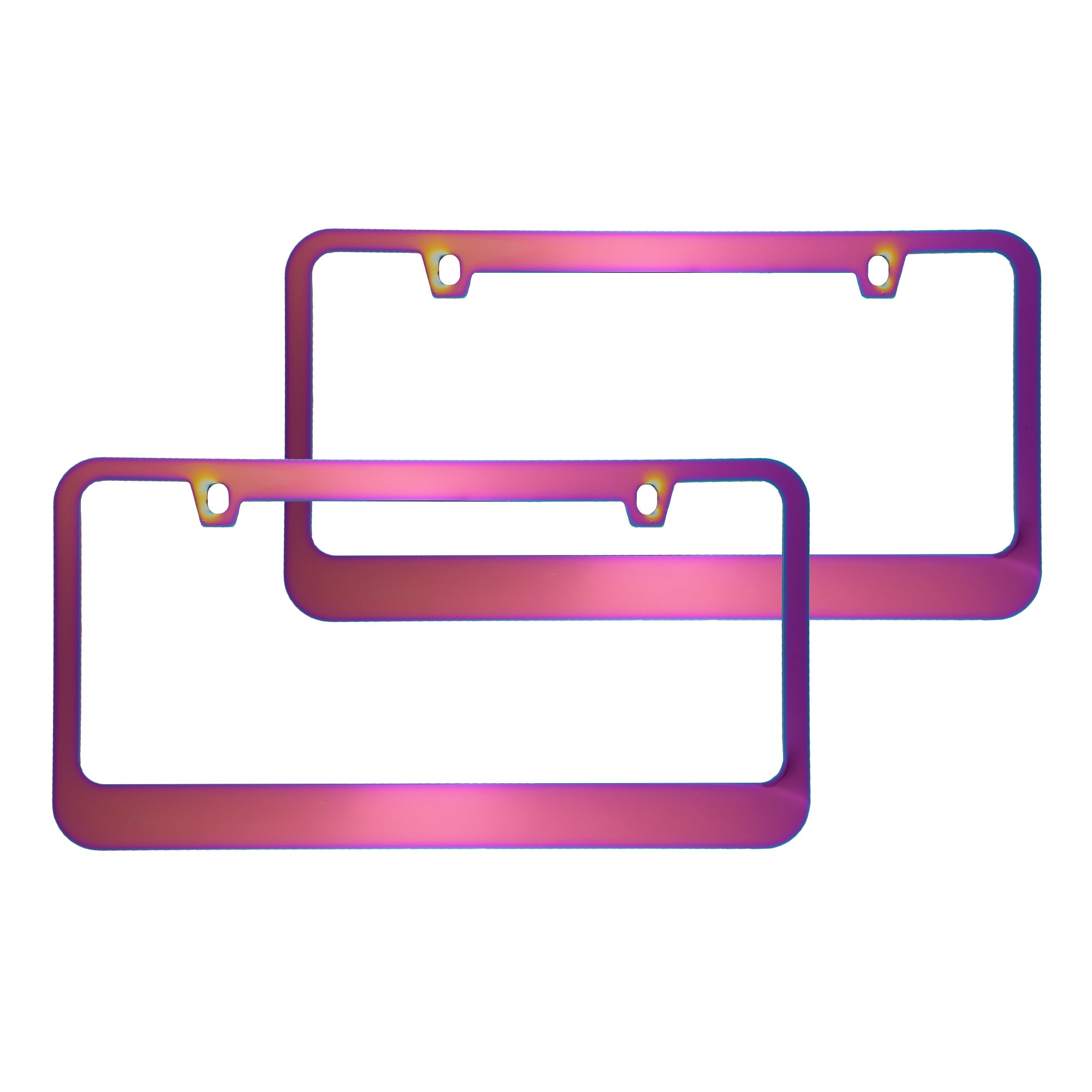 Chrome Plated Rust-Proof Die-Cast Stainless Metal License Plate Frame/Holder Universal Size - Blank Metal Design (Pack of 2)