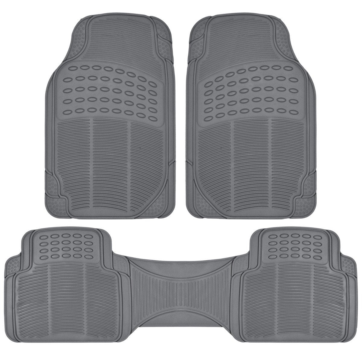 BDK 3-Piece ProLiner Front Floor Mats and Rear Floor Mats - Heavy Duty, All Weather, Trim to Fit