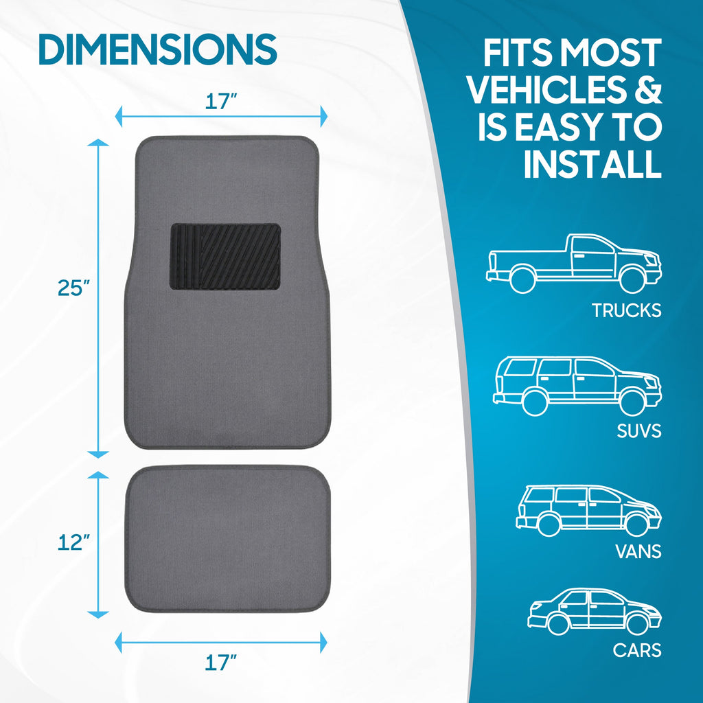 BDK 4-Piece Premium Carpet Non-Slip Heel Pad Front Floor Mats and Rear Floor Mats
