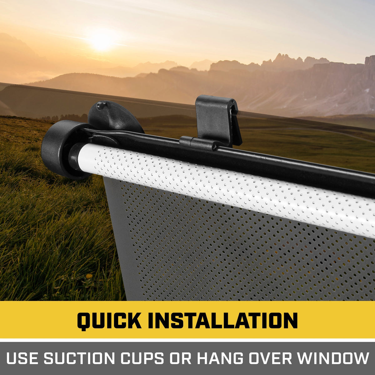 Caterpillar UVProtect Sun Shade for Car Side Window, UV Shield for Infant Baby All Passengers, Universal & Retractable Pull-Down Roller Sunshade, fits Auto Car Sedan SUV Truck Van 14x19in (CAAS-030)