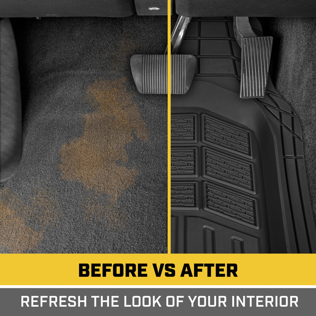 CAT 3-Piece Deep Dish Front Floor Mats and Rear Floor Mats - Heavy Duty, All Weather, Trim to Fit