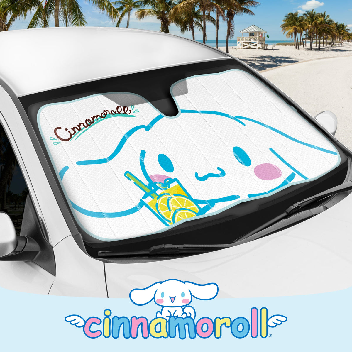 Carbella Sanrio Cinnamoroll Lemon Chill Front Windshield Sunshade (58" x 28")