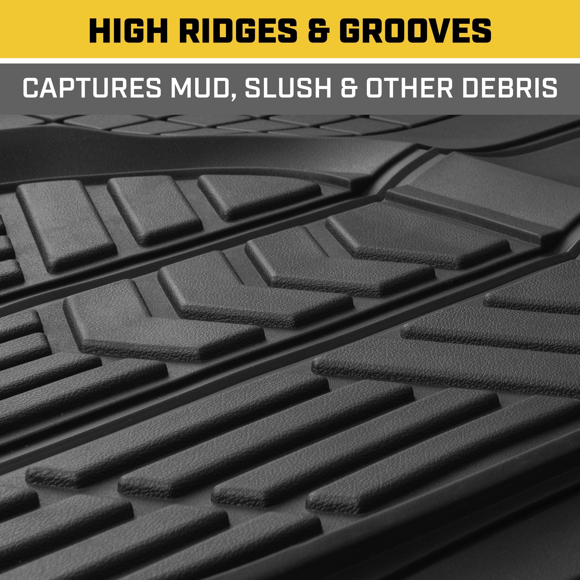 CAT 3-Piece Deep Dish Reservoir Front Floor Mats and Rear Floor Mats - Heavy Duty, All Weather, Trim to Fit