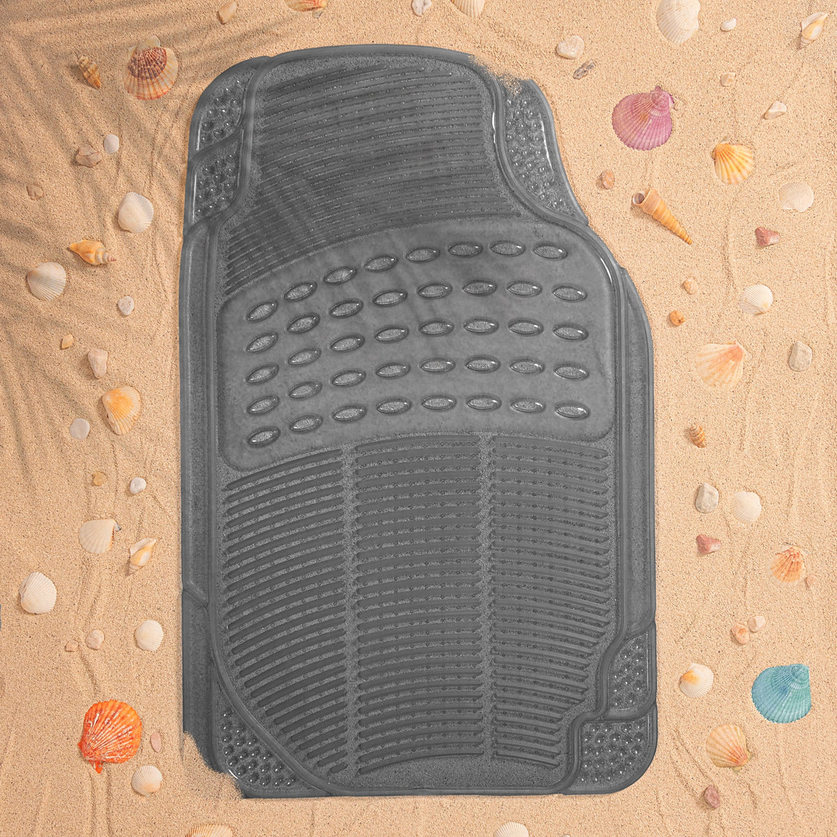 Carbella 2-Piece Cushioned Grip Pad Front Floor Mats - Heavy Duty, All Weather, Trim to Fit
