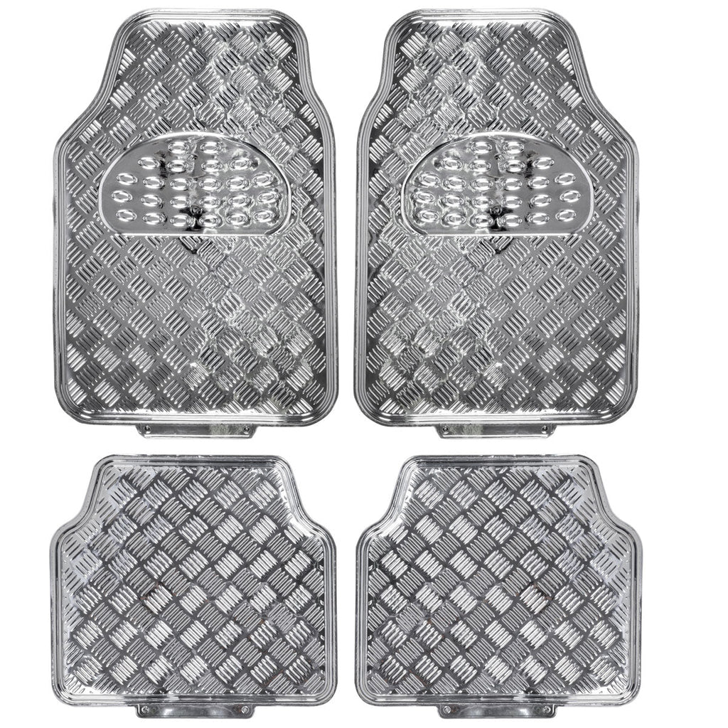 BDK 4-Piece Translucent Centered Cushioned Grip Pad Front Floor Mats and Rear Floor Mats - Heavy Duty, All Weather