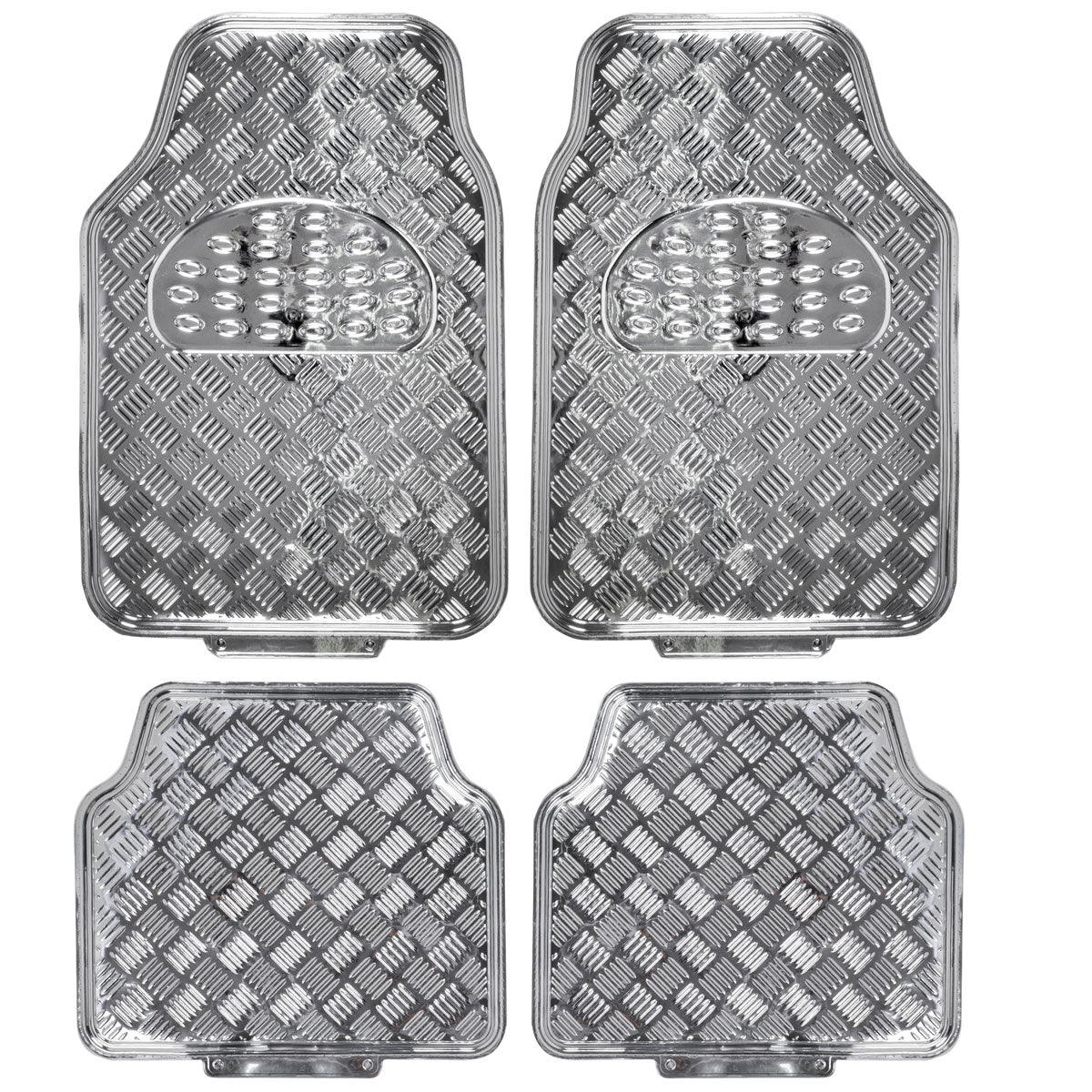 BDK 4-Piece Translucent Centered Cushioned Grip Pad Front Floor Mats and Rear Floor Mats - Heavy Duty, All Weather
